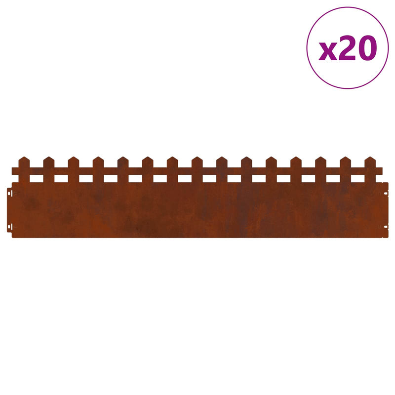Load image into Gallery viewer, Vidaxl gazonranden 20 pcs roestig 103 x 0,05 x 22 cm cortenstaal