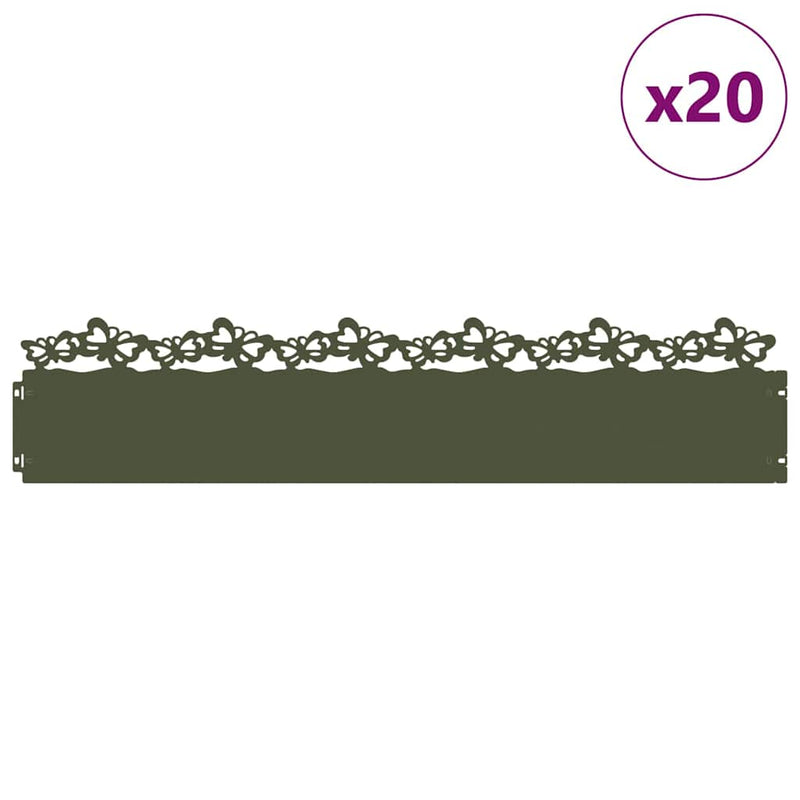 Load image into Gallery viewer, Vidaxl gazonranden 20 pcs olijf groen 103 x 0,05 x 22 cm staal
