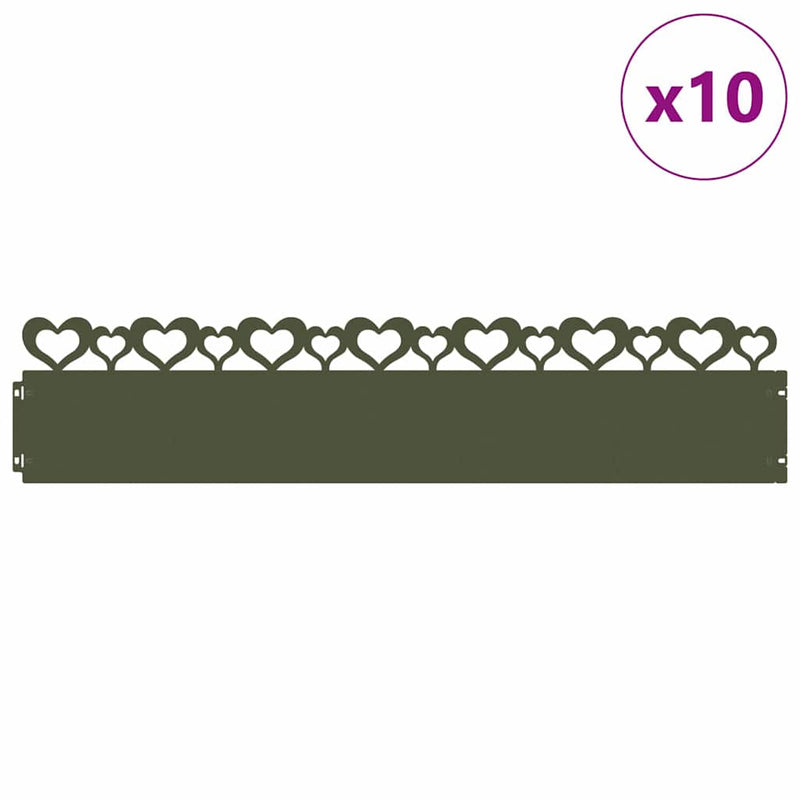 Load image into Gallery viewer, Vidaxl gazonranden 10 pcs olijf groen 103 x 0,05 x 22 cm staal