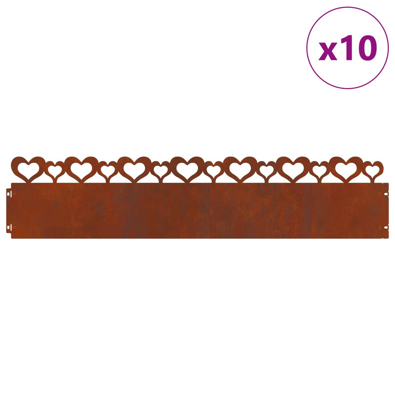 Load image into Gallery viewer, Vidaxl gazonranden 10 pcs roestig 103 x 0,05 x 22 cm cortenstaal