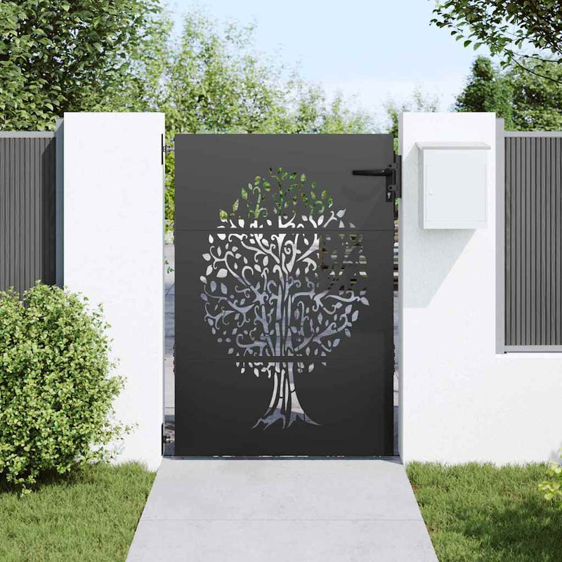 Load image into Gallery viewer, Vidaxl tuinpoort met slot zwart 85 x 125 cm poedergecoat staal