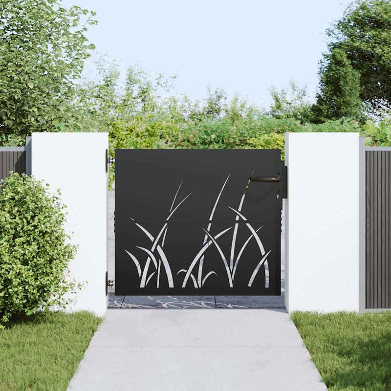 Load image into Gallery viewer, Vidaxl tuinpoort met slot zwart 85 x 100 cm poedergecoat staal