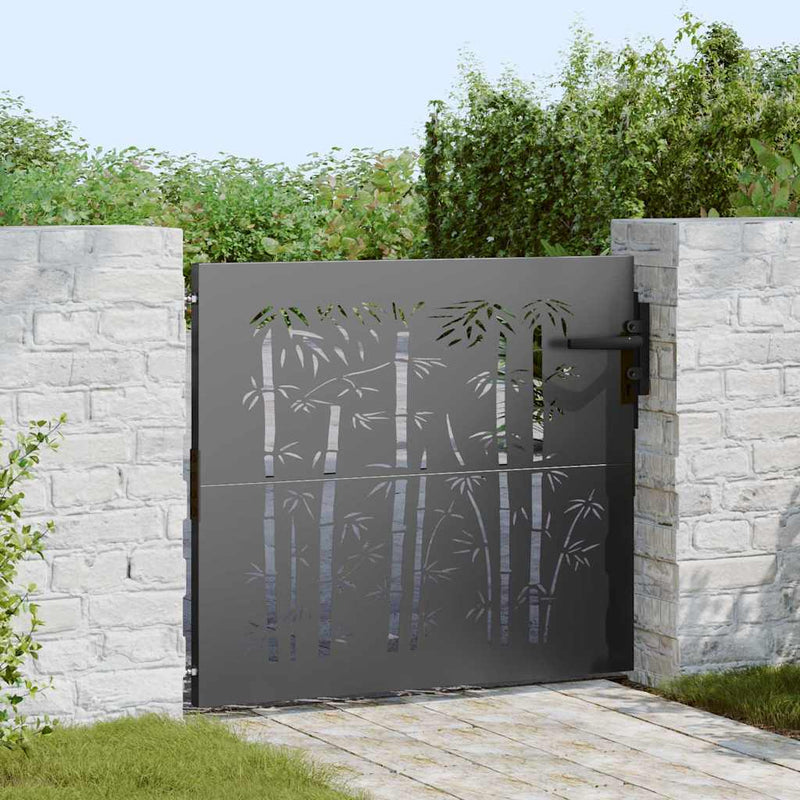 Load image into Gallery viewer, Vidaxl tuinpoort met slot zwart 85 x 175 cm poedergecoat staal