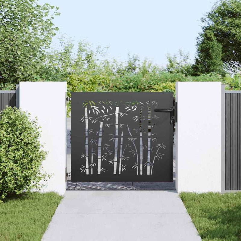 Load image into Gallery viewer, Vidaxl tuinpoort met slot zwart 85 x 175 cm poedergecoat staal