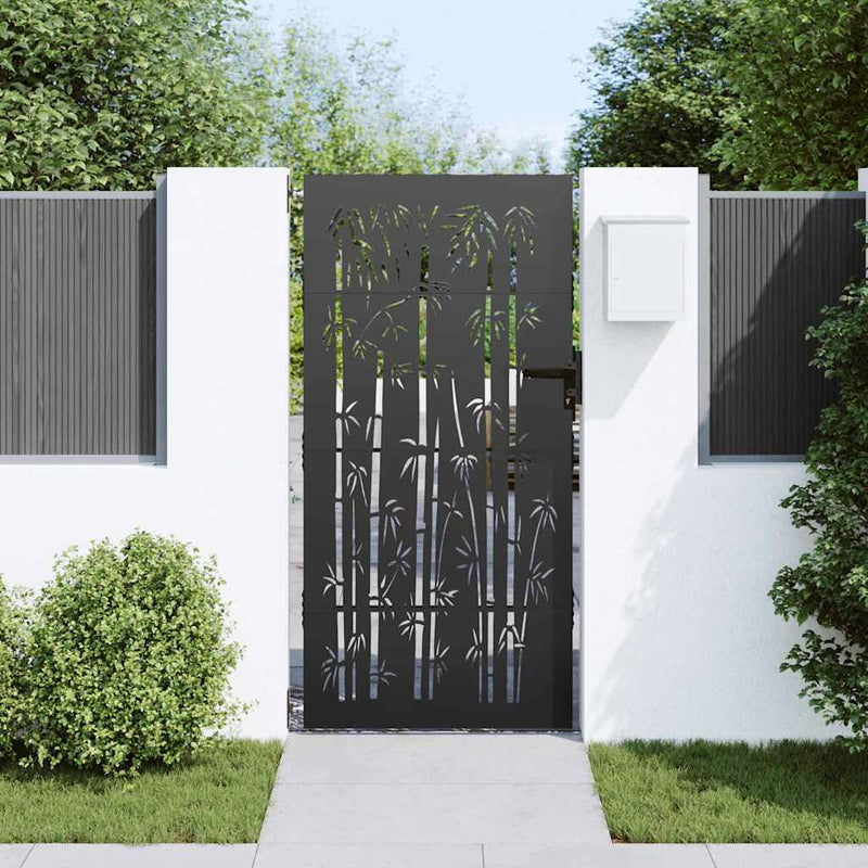 Load image into Gallery viewer, Vidaxl tuinpoort met slot zwart 85 x 200 cm poedergecoat staal
