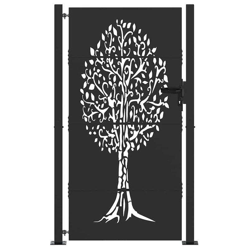 Load image into Gallery viewer, Vidaxl tuinpoort met slot zwart 110 x 180 cm poedergecoat staal