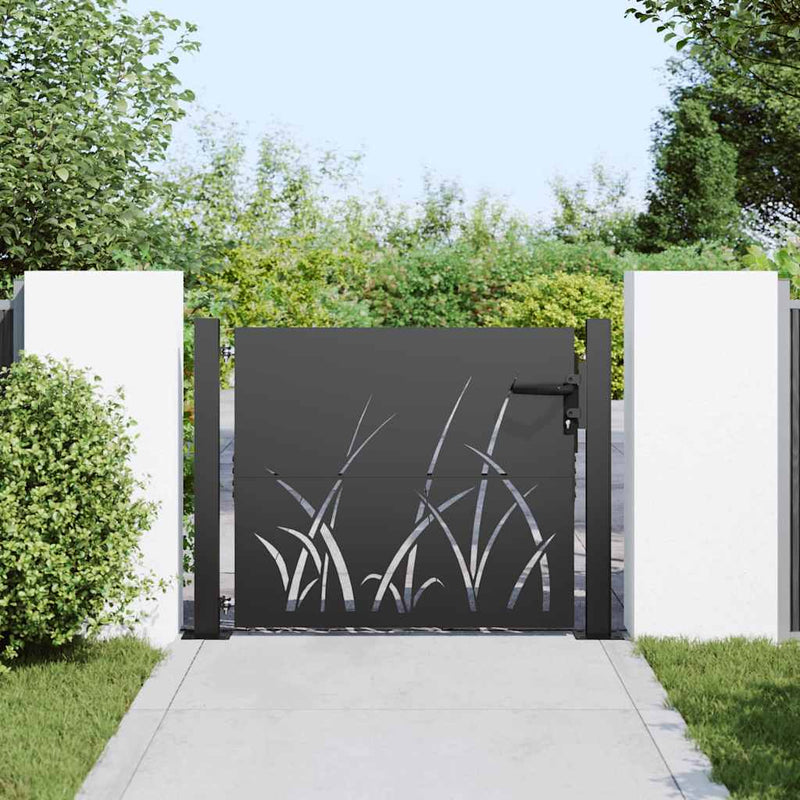 Load image into Gallery viewer, Vidaxl tuinpoort met slot zwart 110 x 105 cm poedergecoat staal