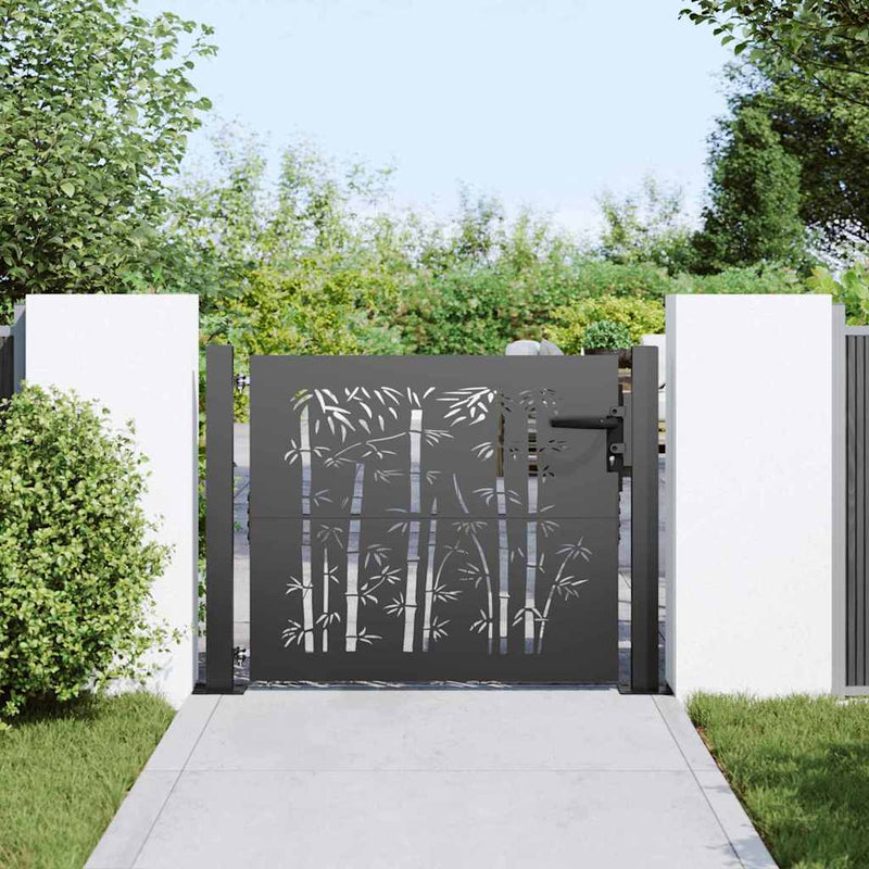 Load image into Gallery viewer, Vidaxl tuinpoort met slot zwart 110 x 105 cm gepoedercoat staal