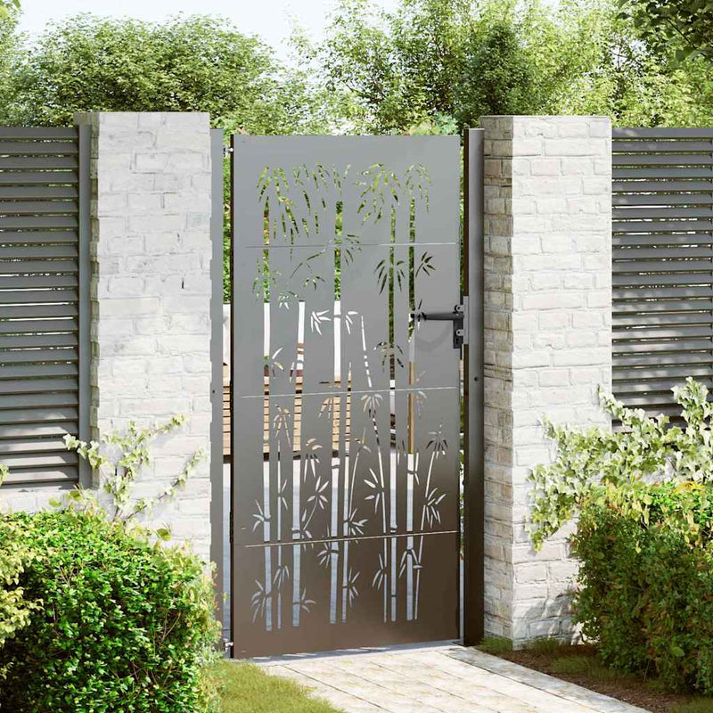 Load image into Gallery viewer, Vidaxl tuinpoort met slot zwart 110 x 205 cm gepoedercoat staal