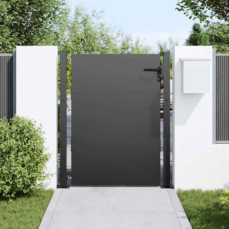 Load image into Gallery viewer, Vidaxl tuinpoort met slot zwart 110 x 155 cm gepoedercoat staal