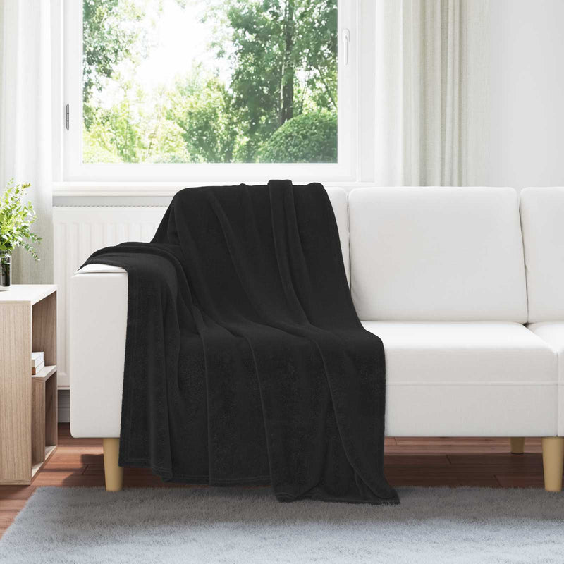 Load image into Gallery viewer, Vidaxl gooi deken zwart 130 x 150 cm fleece