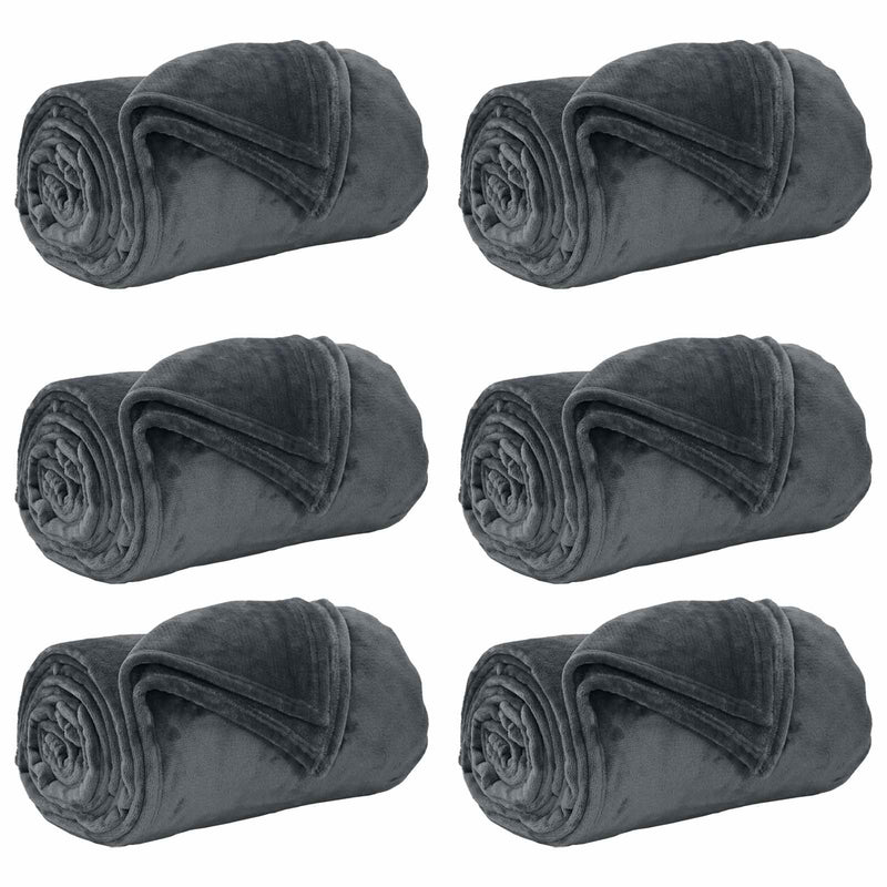 Load image into Gallery viewer, Vidaxl kleden 6 pcs donkergrijs 240 x 270 cm fleece