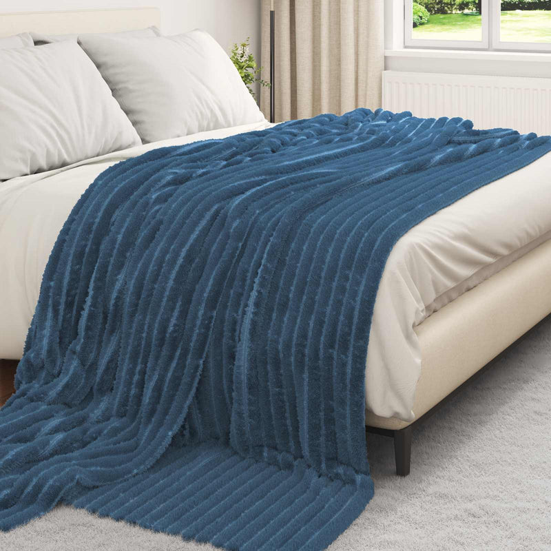 Load image into Gallery viewer, Vidaxl gooi deken marineblauw 270 x 240 cm fleece