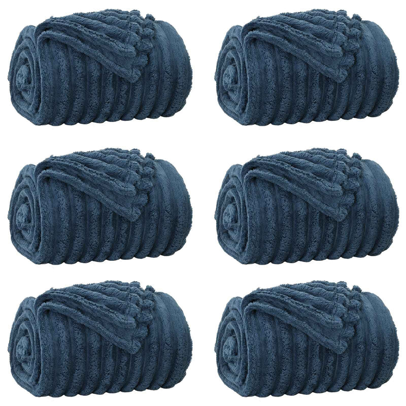 Load image into Gallery viewer, Vidaxl kleden 6 pcs marineblauw 200 x 150 cm fleece