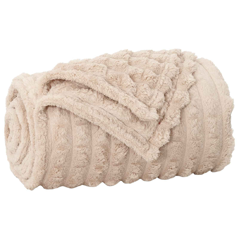 Load image into Gallery viewer, Vidaxl gooi deken beige 150 x 130 cm fleece