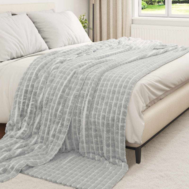 Load image into Gallery viewer, Vidaxl gooi deken grijs 270 x 240 cm fleece