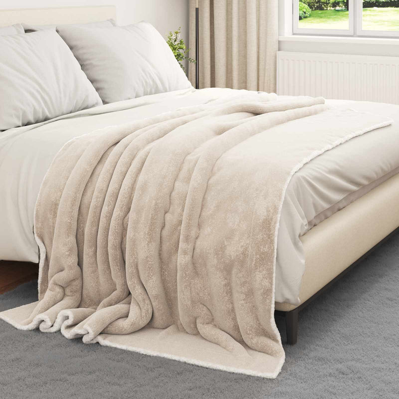 Load image into Gallery viewer, Vidaxl gooi deken beige 150 x 200 cm fleece