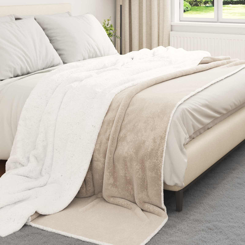 Load image into Gallery viewer, Vidaxl gooi deken beige 220 x 240 cm fleece