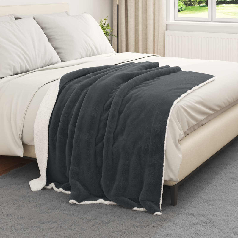 Load image into Gallery viewer, Vidaxl gooi deken donkergrijs 130 x 150 cm fleece