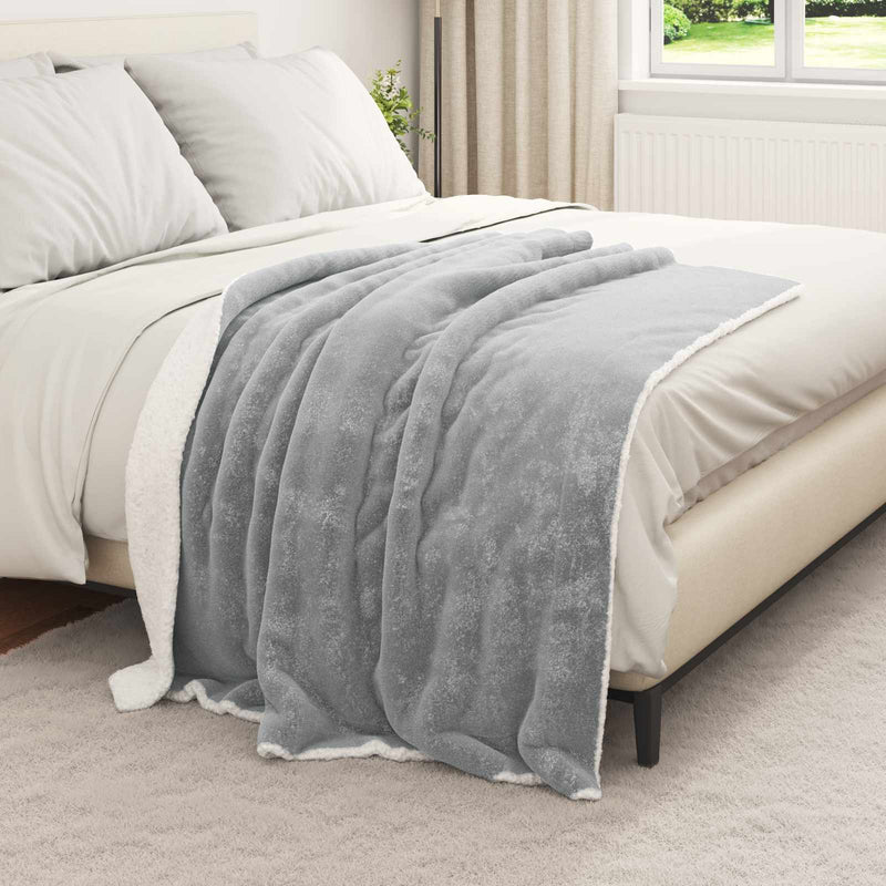 Load image into Gallery viewer, Vidaxl gooi deken grijs 130 x 150 cm fleece