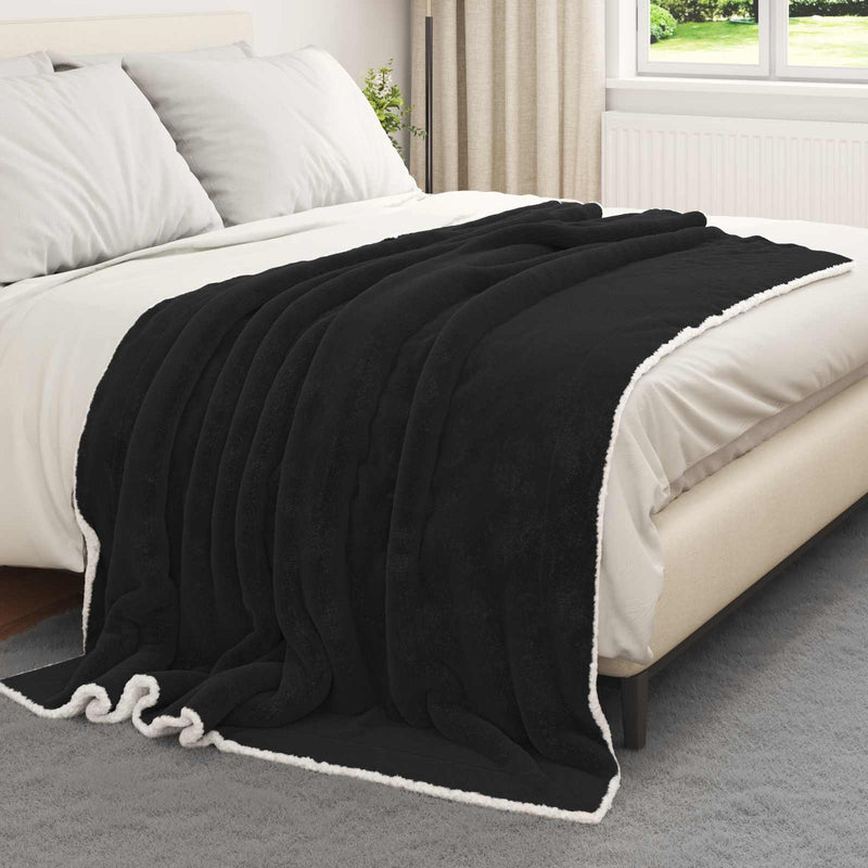 Load image into Gallery viewer, Vidaxl gooi deken zwart 150 x 200 cm fleece