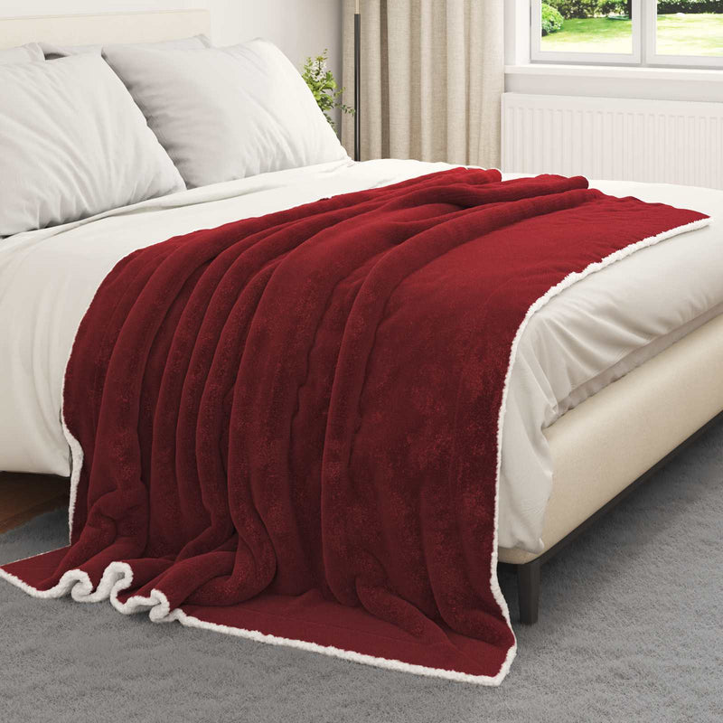 Load image into Gallery viewer, Vidaxl gooi deken bordeaux rood 150 x 200 cm fleece