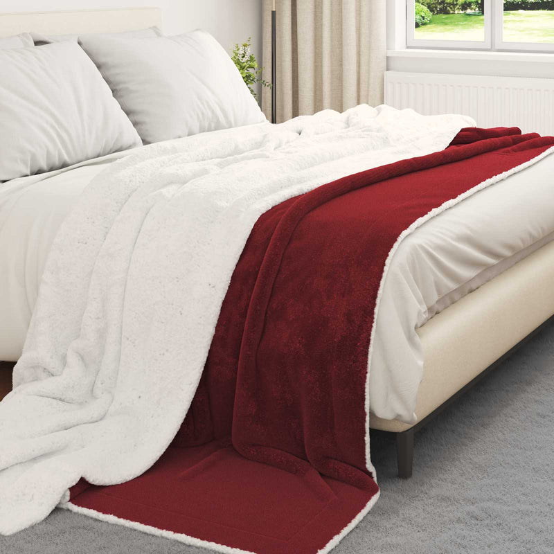 Load image into Gallery viewer, Vidaxl gooi deken bordeaux rood 240 x 270 cm fleece