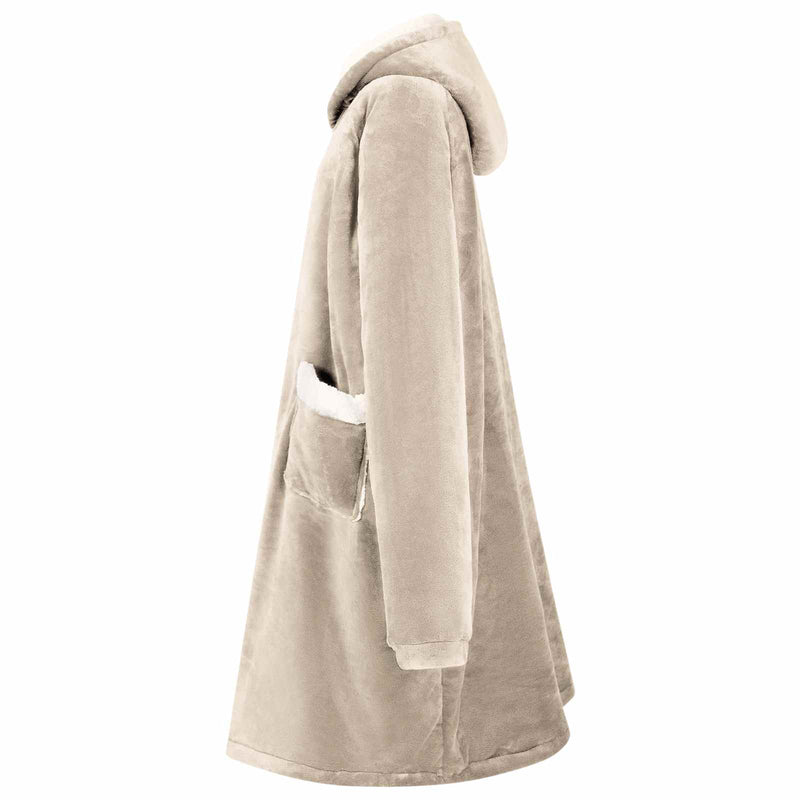 Load image into Gallery viewer, Vidaxl deken hoodie beige l fleece en flanel
