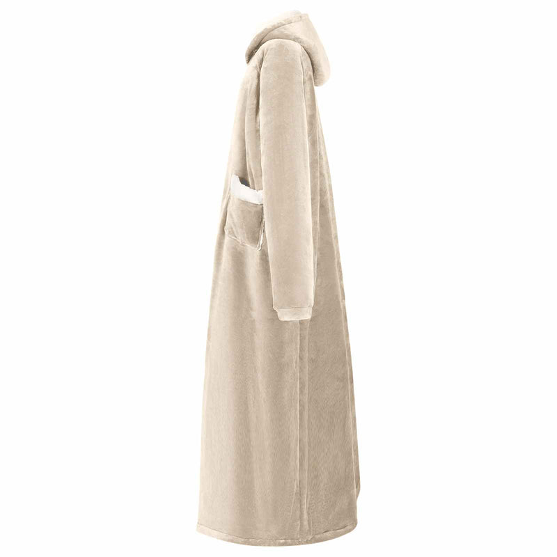 Load image into Gallery viewer, Vidaxl deken hoodie beige l fleece en flanel
