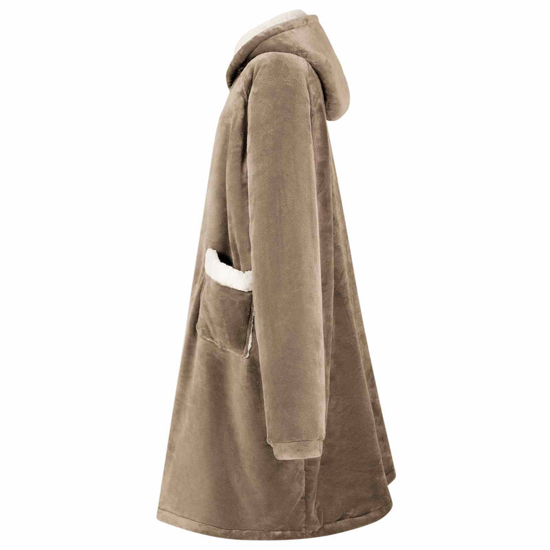 Load image into Gallery viewer, Vidaxl deken hoodie kameel m fleece en flanel