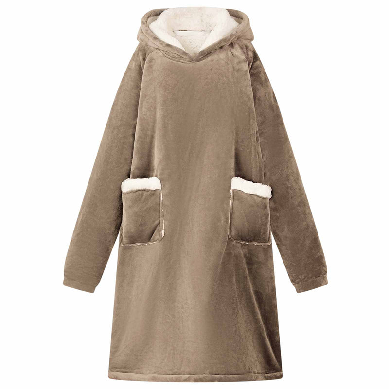 Load image into Gallery viewer, Vidaxl deken hoodie kameel l fleece en flanel