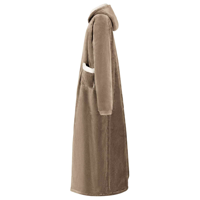 Load image into Gallery viewer, Vidaxl deken hoodie kameel m fleece en flanel