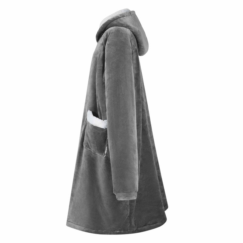 Load image into Gallery viewer, Vidaxl deken hoodie donkergrijs l fleece en flanel
