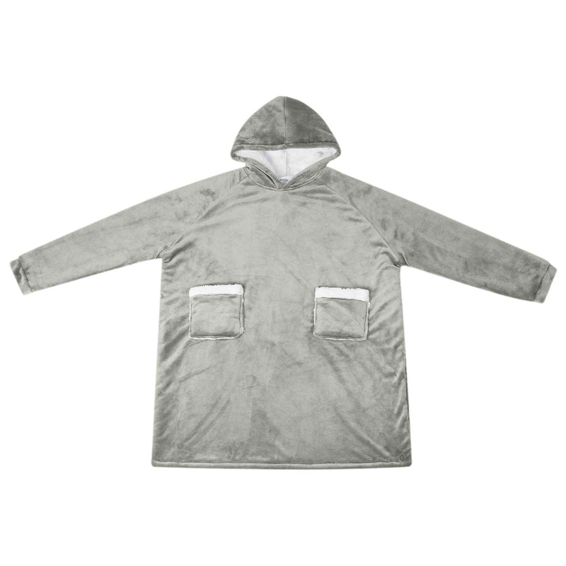 Load image into Gallery viewer, Vidaxl deken hoodie grijs m fleece en flanel