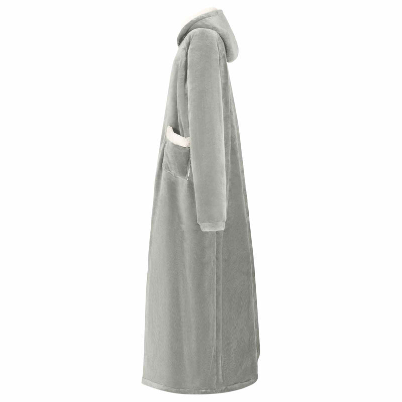 Load image into Gallery viewer, Vidaxl deken hoodie grijs l fleece en flanel