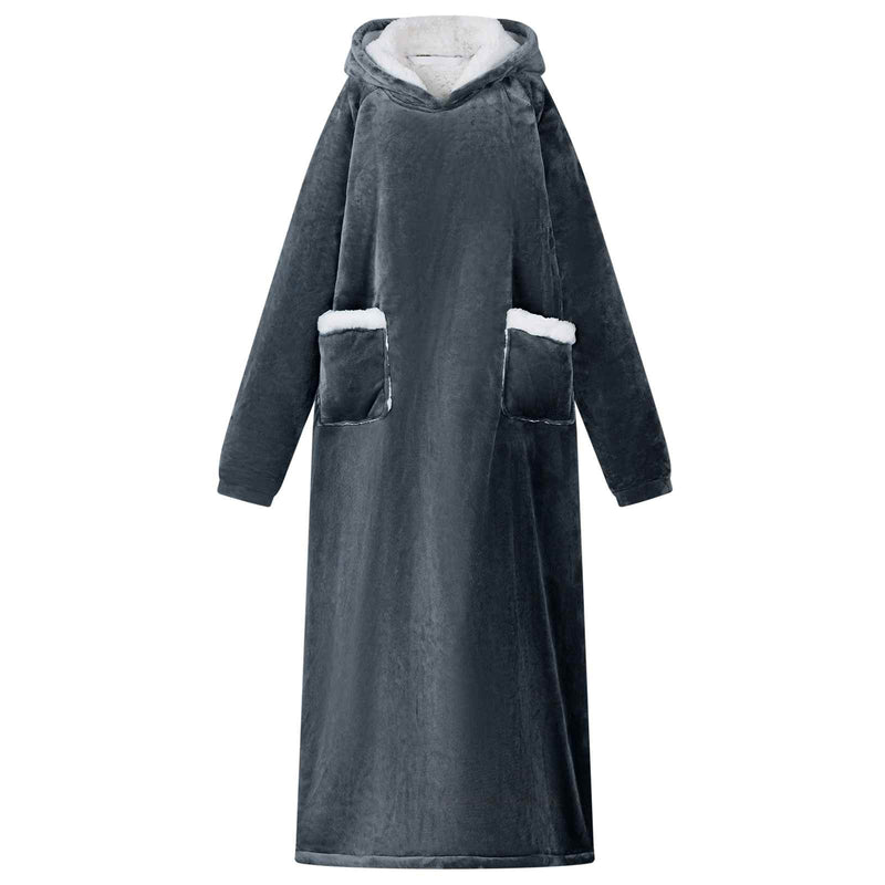 Load image into Gallery viewer, Vidaxl deken hoodie marineblauw m fleece en flanel