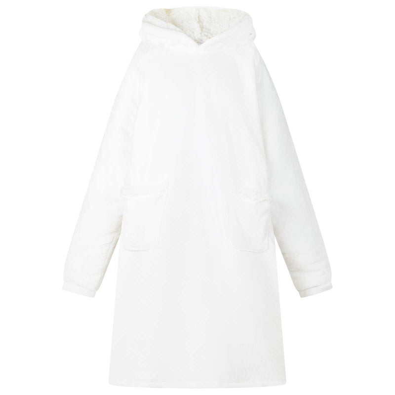 Load image into Gallery viewer, Vidaxl deken hoodie wit m fleece en flanel