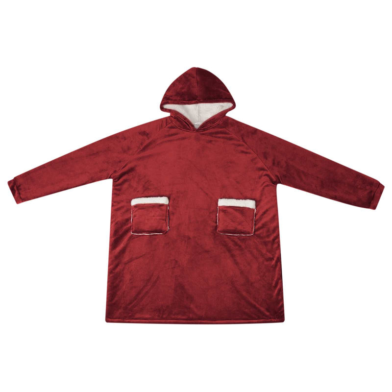 Load image into Gallery viewer, Vidaxl deken hoodie bordeaux rood l fleece en flanel