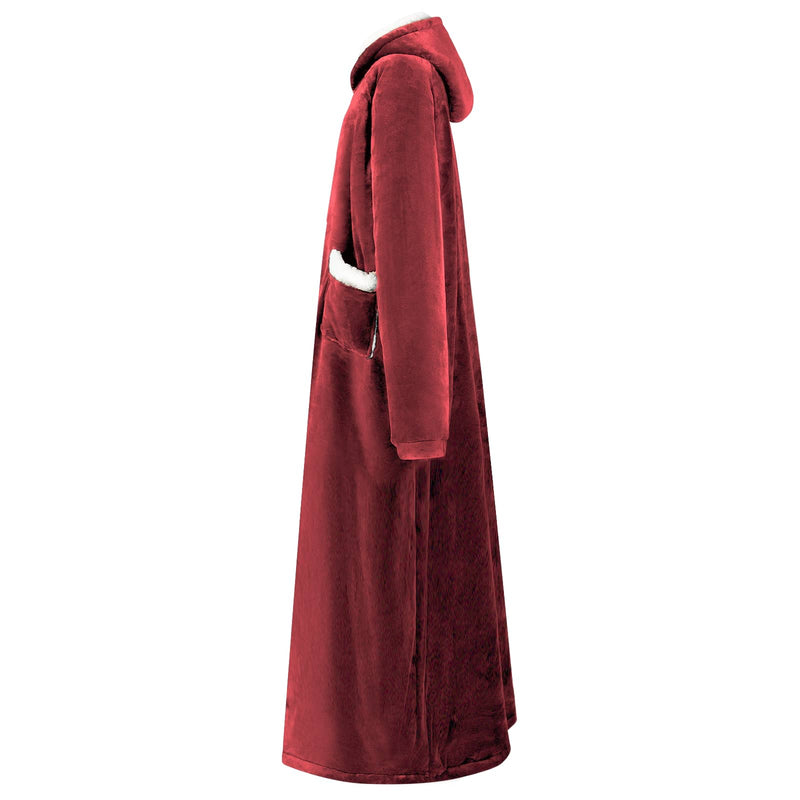 Load image into Gallery viewer, Vidaxl deken hoodie bordeaux rood m fleece en flanel