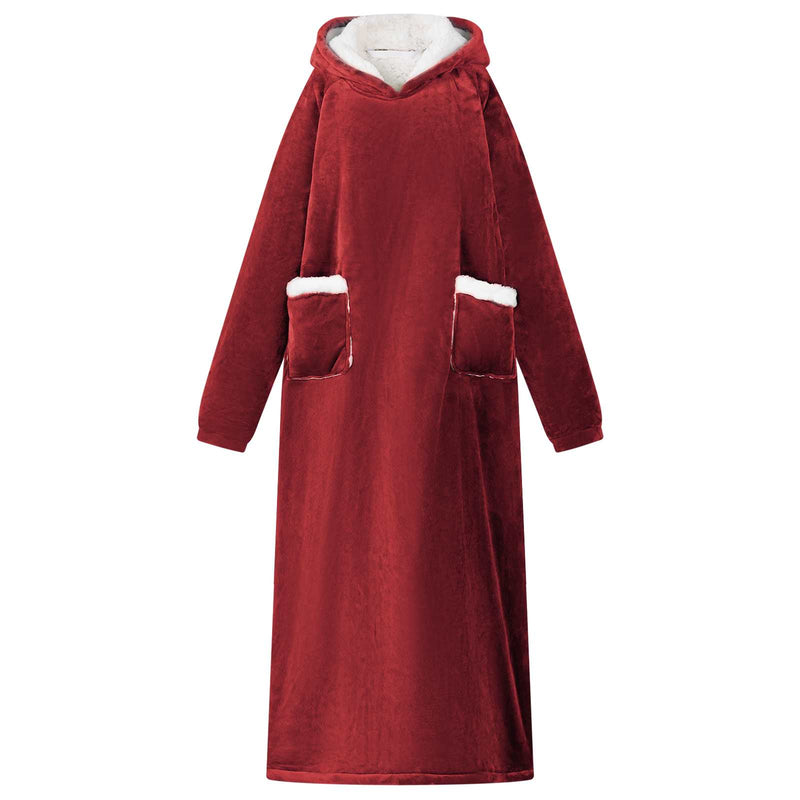 Load image into Gallery viewer, Vidaxl deken hoodie bordeaux rood l fleece en flanel