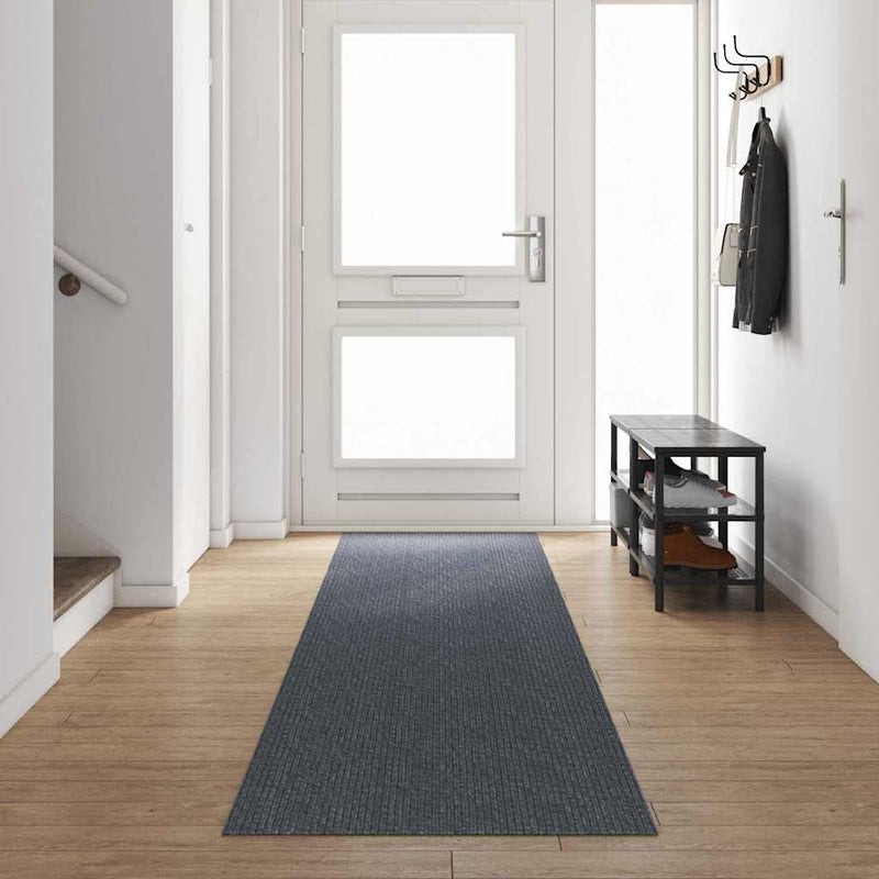 Load image into Gallery viewer, Vidaxl tapijt loper grijs 80 x 500 cm stof