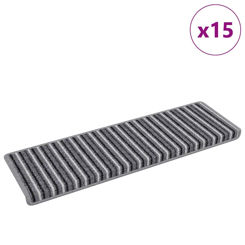 Load image into Gallery viewer, Vidaxl zelfklevende trapmatten gestreept 15 pcs grijs 65 x 21 x 4 cm