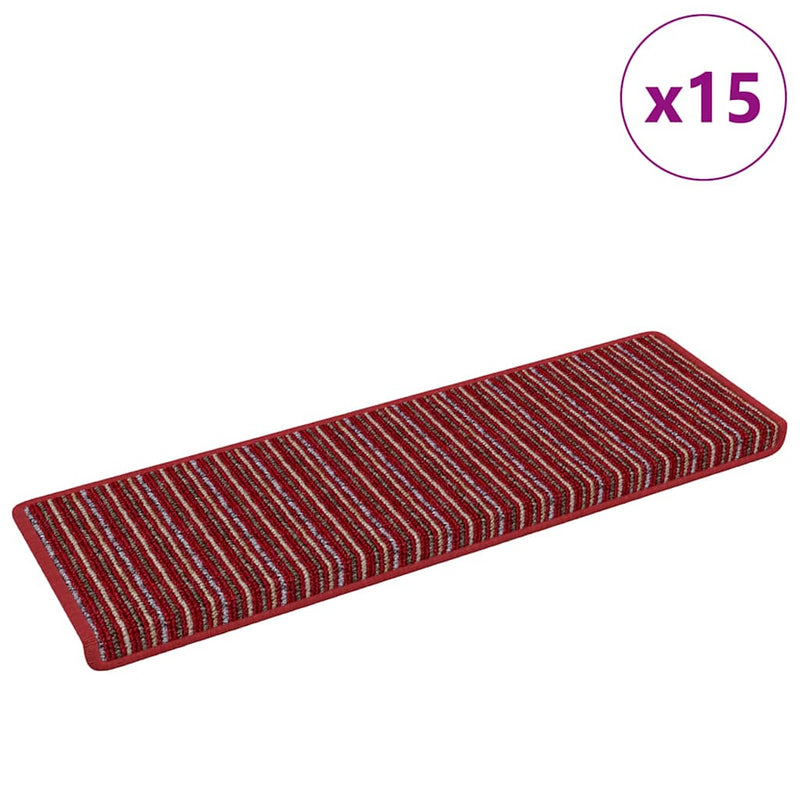 Load image into Gallery viewer, Vidaxl zelfklevende trapmatten gestreept 15 pcs rood 65 x 21 x 4 cm