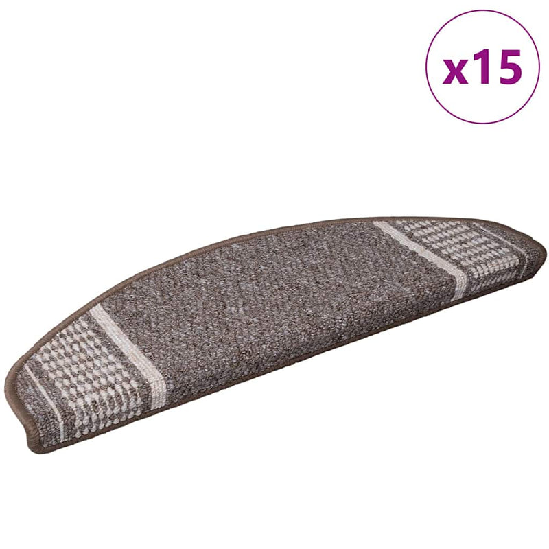 Load image into Gallery viewer, Vidaxl zelfklevende trapmatten halfrond 15 pcs bruin 65 x 21 x 4 cm