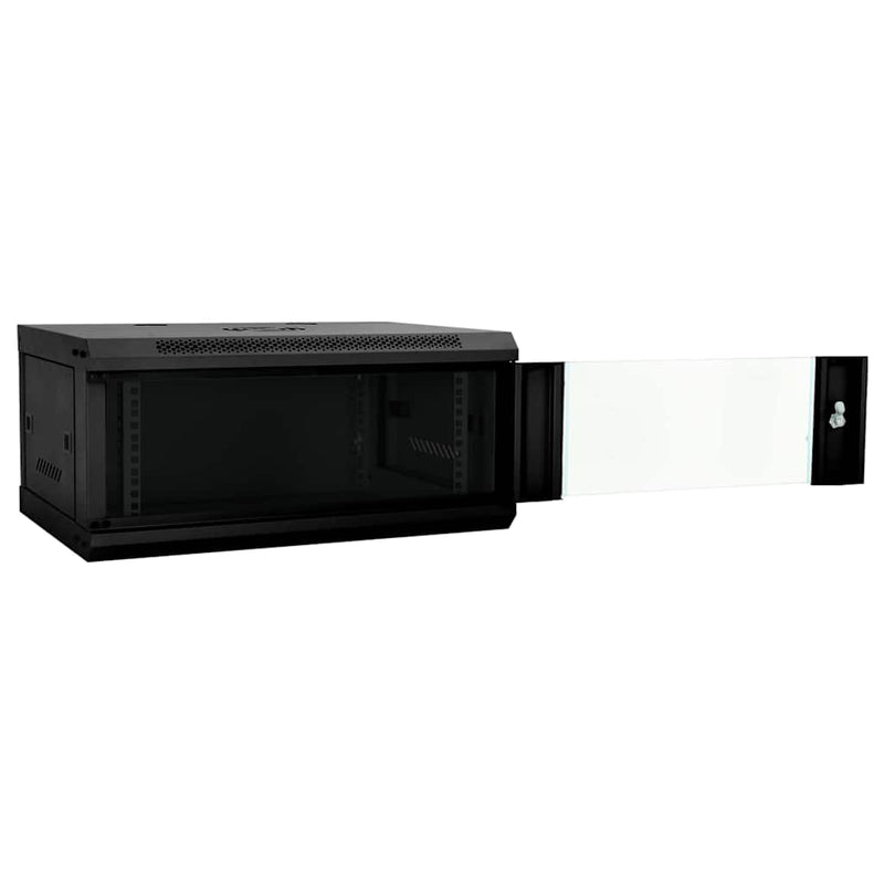 Load image into Gallery viewer, Vidaxl netwerk kabinet met opslag zwart 60 x 35 x 28 cm staal