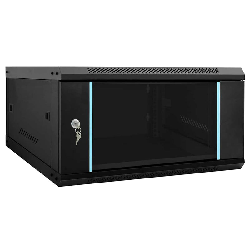 Load image into Gallery viewer, Vidaxl netwerk kabinet met opslag zwart 60 x 60 x 35 cm staal