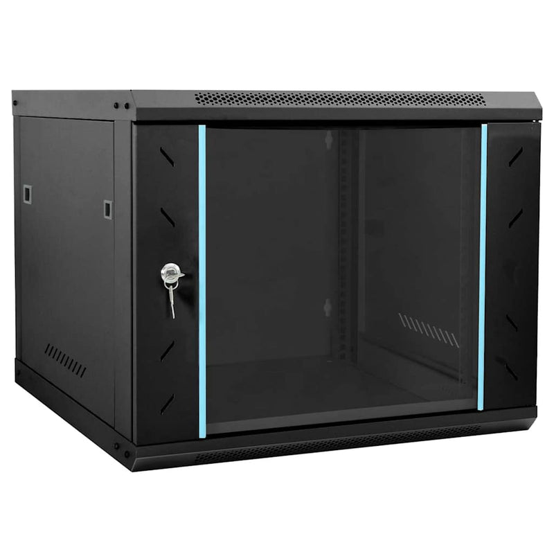 Load image into Gallery viewer, Vidaxl netwerk kabinet met opslag zwart 60 x 60 x 50 cm staal