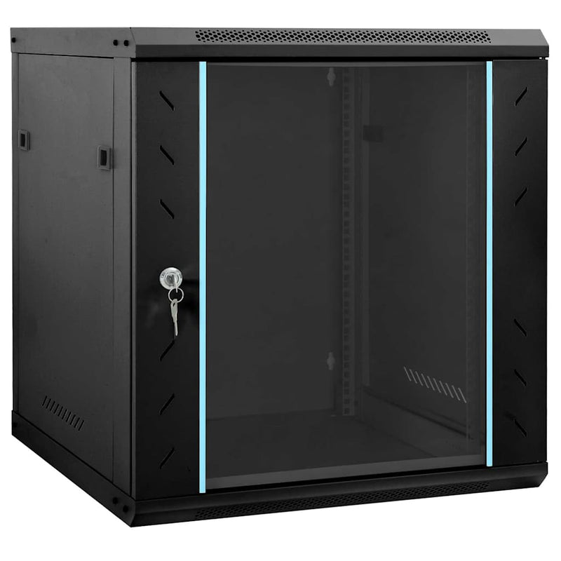 Load image into Gallery viewer, Vidaxl netwerk kabinet met opslag zwart 60 x 45 x 65 cm staal
