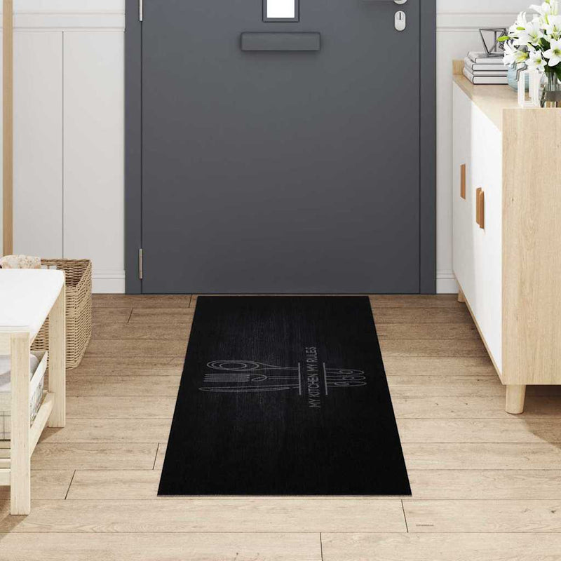 Load image into Gallery viewer, Vidaxl keuken vloerkleed bestek zwart 180 x 60 cm fluweel
