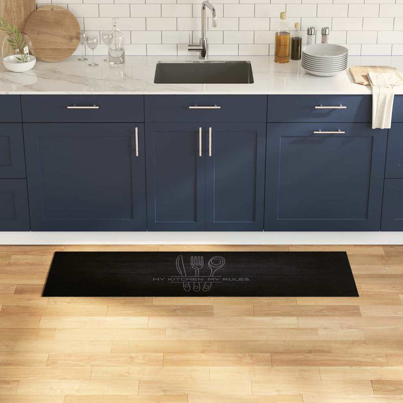 Load image into Gallery viewer, Vidaxl keuken vloerkleed zwart 150 x 45 cm fluweel